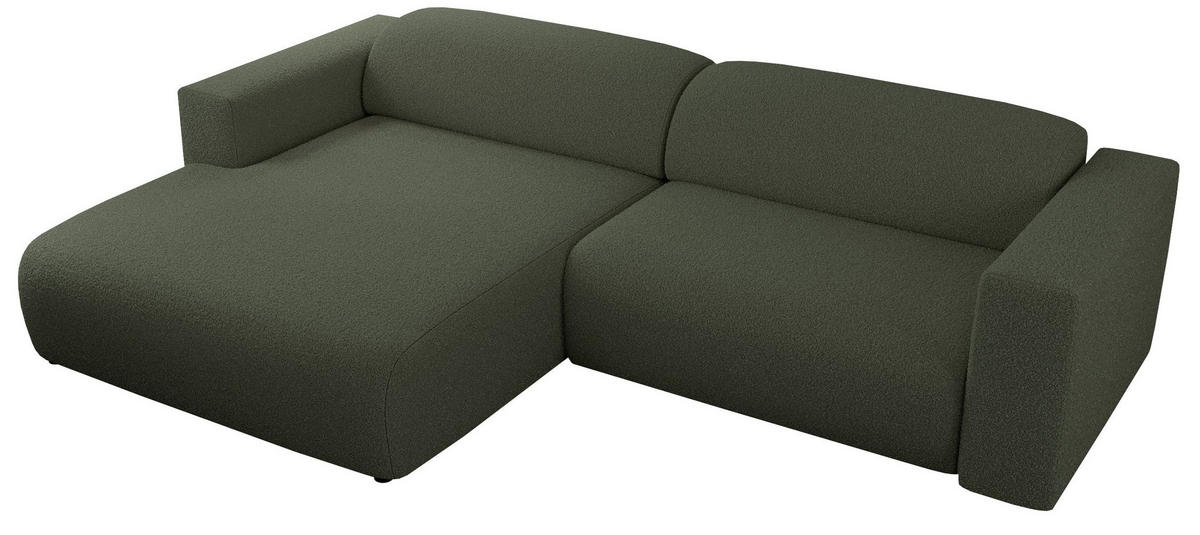 ECKSOFA PASADENA Grün Bouclé - Links Seite - Schwarz/Grün, Kunststoff/Textil (288/180cm) - MKS
