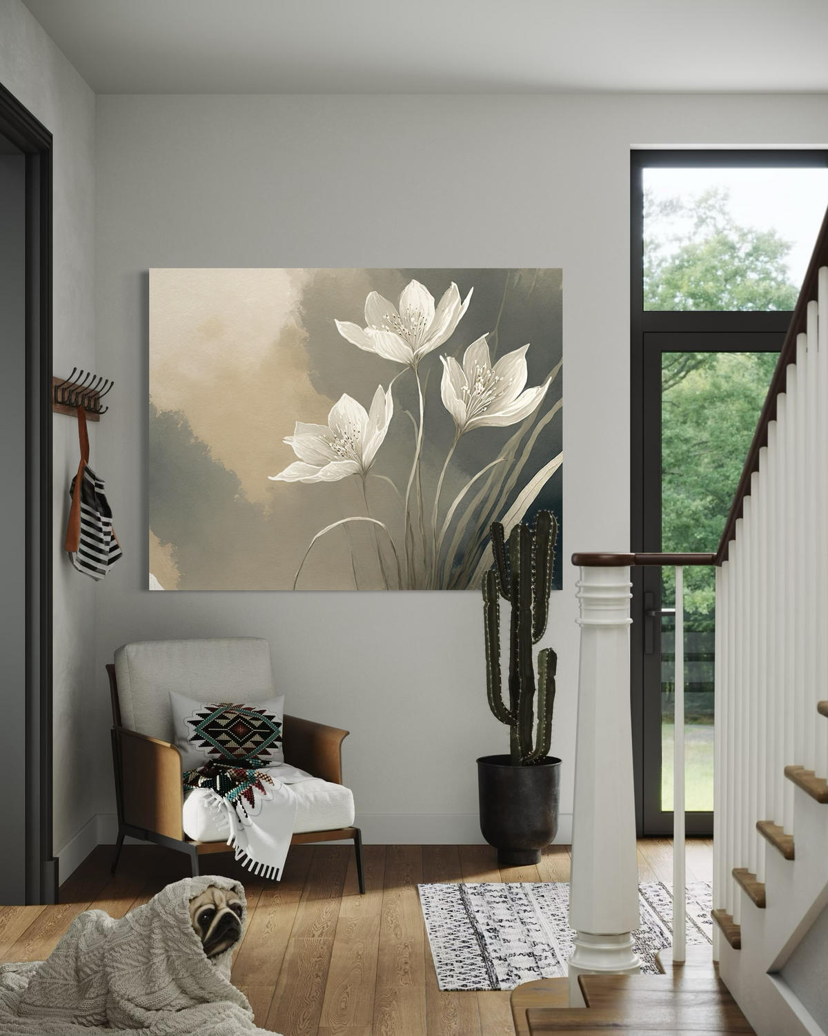 WANDBILD blumen abstrakt beige - Beige, Textil (60/40cm) - Feeby