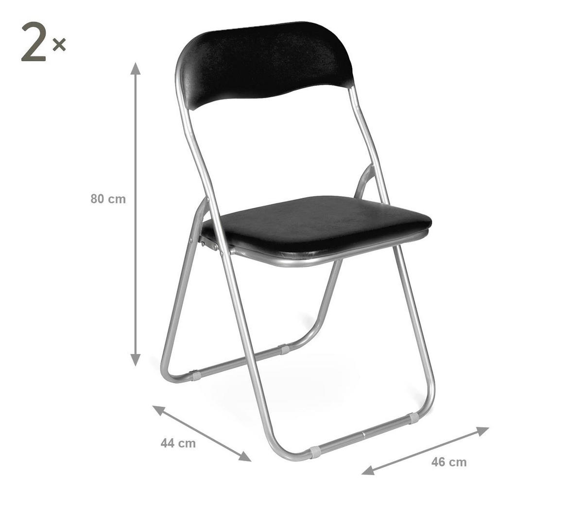 KLAPPSTUHL 2er Set in Metall Schwarz 47x43h79.5 - Grau, Metall (43/79.5/47cm) - DMORA