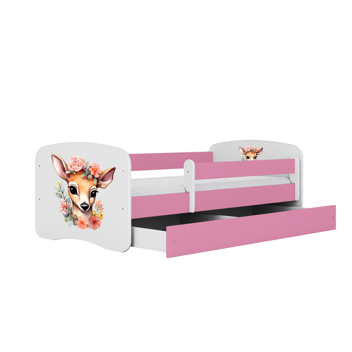 KINDERBETT Bambi mit Schublade und Matratze 140/70 - Rosa, Holzwerkstoff (70/140cm) - RAUMHIRSCH FURNITURE