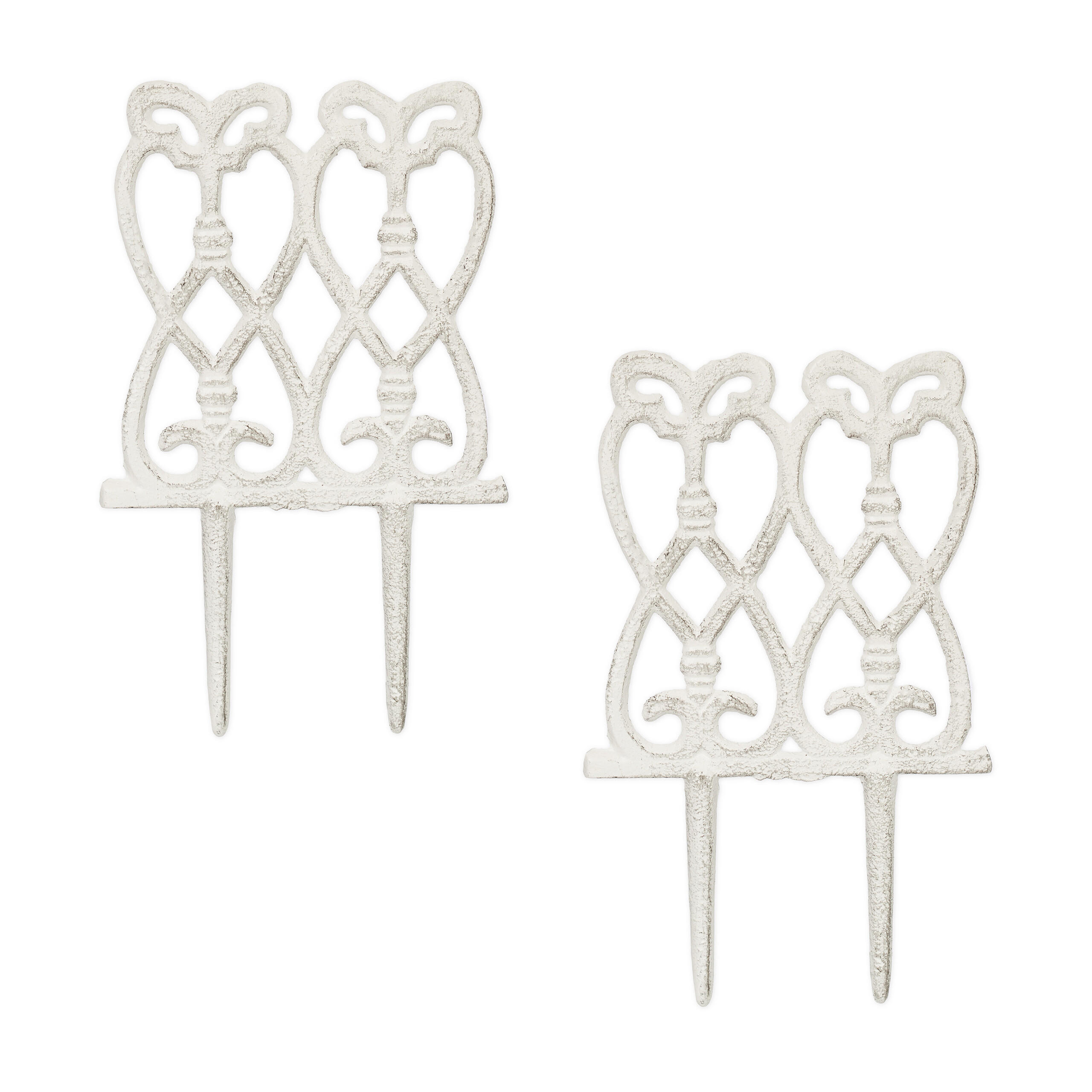 2XBEETEINFASSUNG - Weiß, Metall (14.5/25/1cm) - Relaxdays