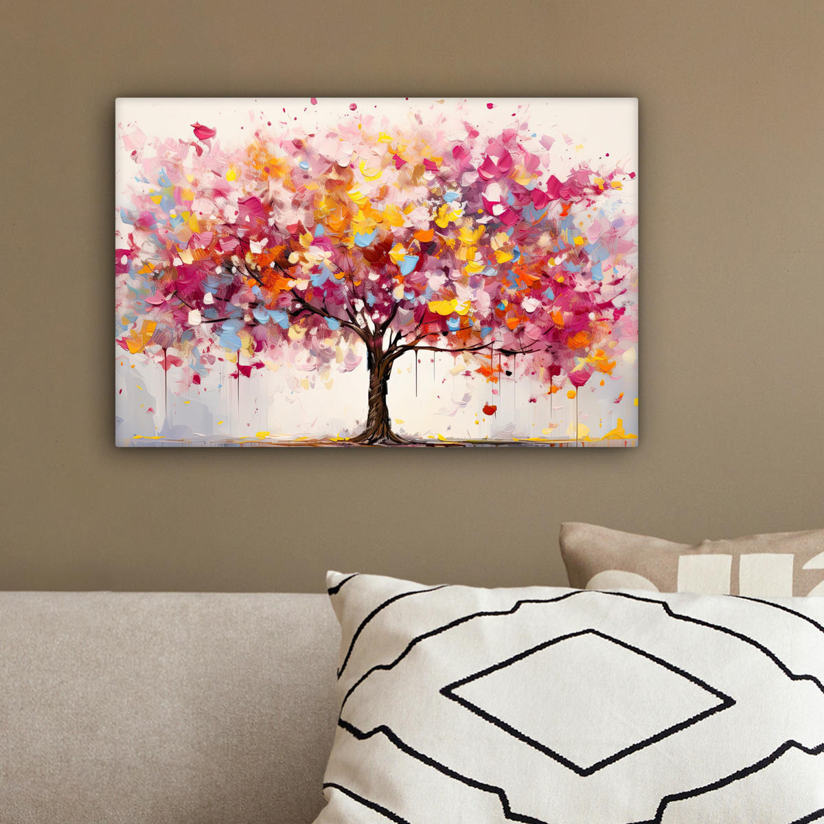 LEINWANDBILD Aquarell - Baum - Kunst - Abstrakt 30x20 cm - Multicolor, Textil (30/20cm) - MuchoWow