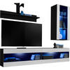 WOHNWAND TIVOLI SET5-BLACK/WHITE+BLU Offener Raum Schwarz Weiß - Schwarz/Weiß, Glas/Holzwerkstoff (200/195/35cm) - Komodee