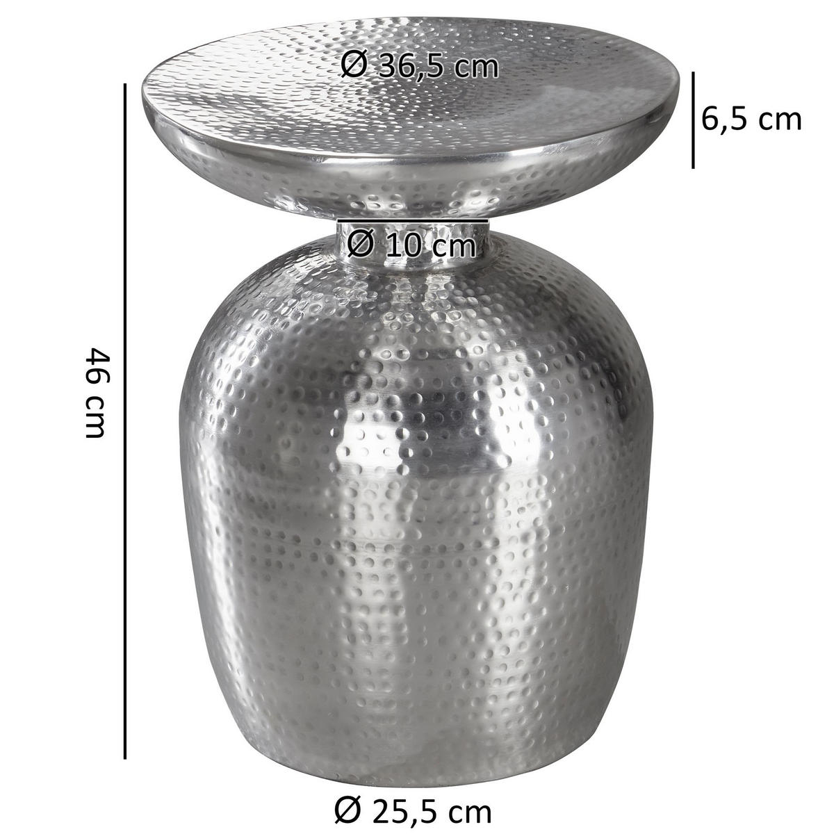 BEISTELLTISCH Vasen-Form JASNA - Silberfarben, Metall (36.5/36.5/46cm) - tinkaro
