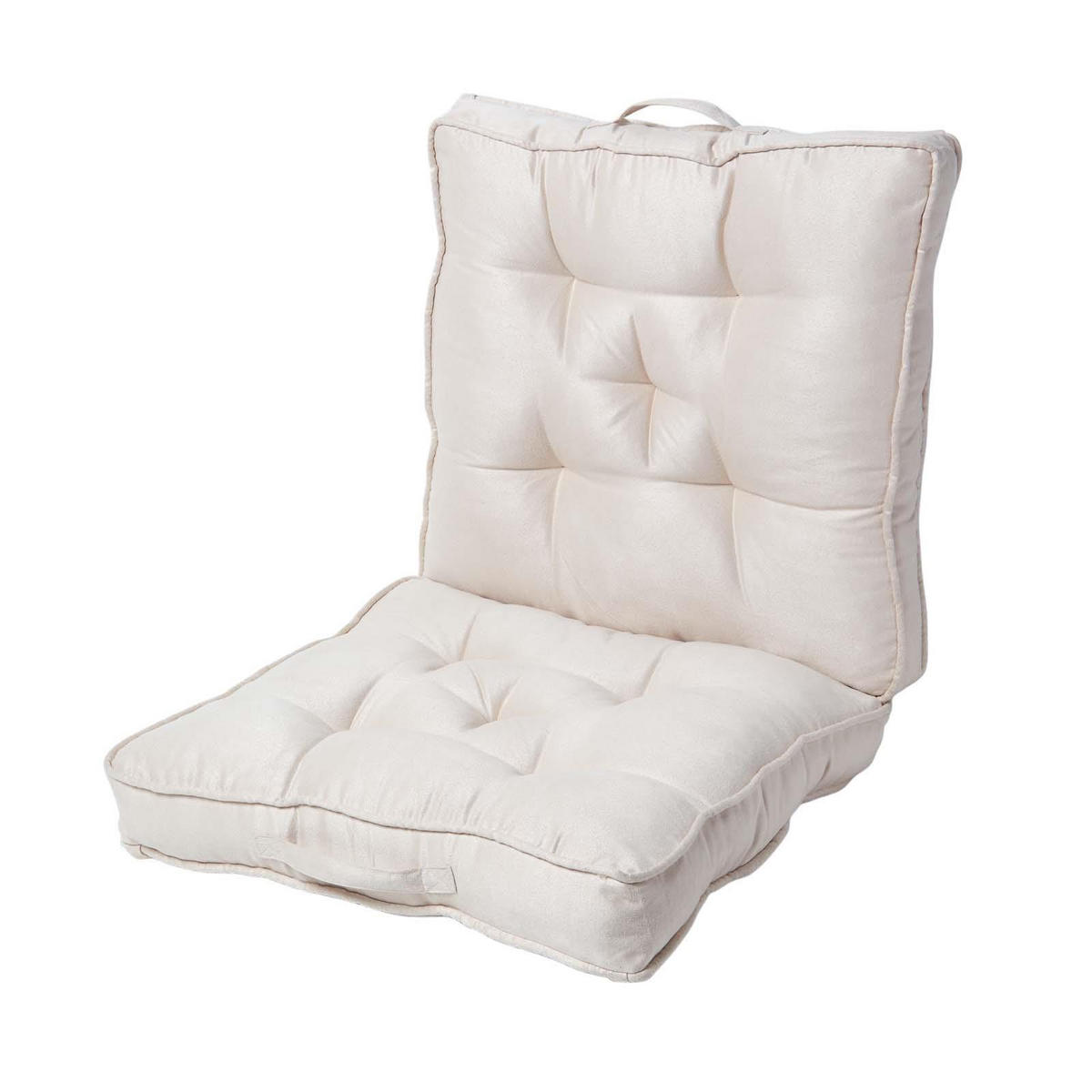 SITZKISSEN Velours klappbar 50/50/10 cm – creme - Creme, Textil (50/50/10cm) - Homescapes