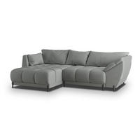 ECKSOFA VESTANO L-S Grau Velours-Stoff mit Schlaffunktion - Grau, Holz (287/182cm) - MASSENO