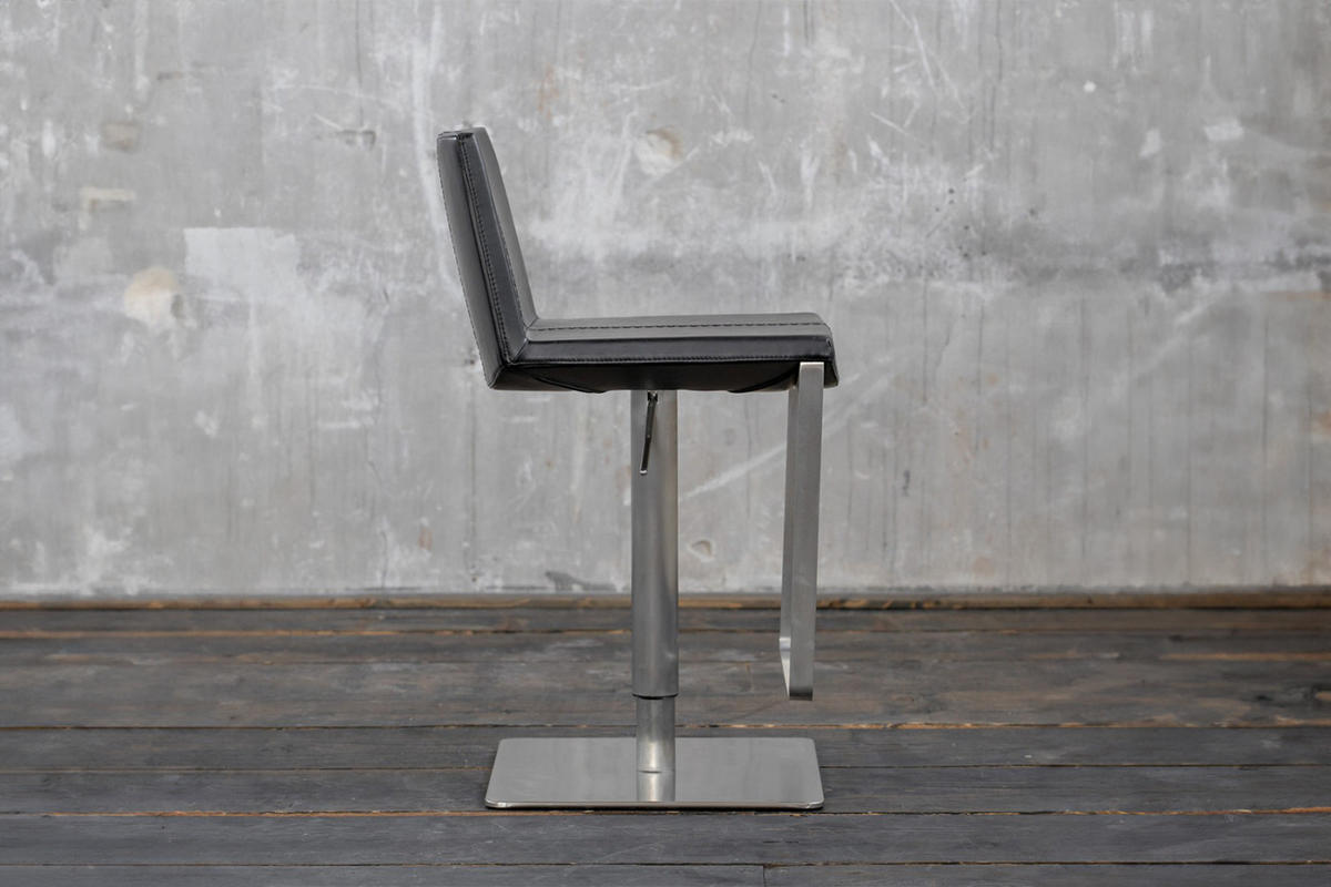 BARHOCKER FES Schwarz Kunstleder - Schwarz, Leder (42/85/51cm) - KAWOLA