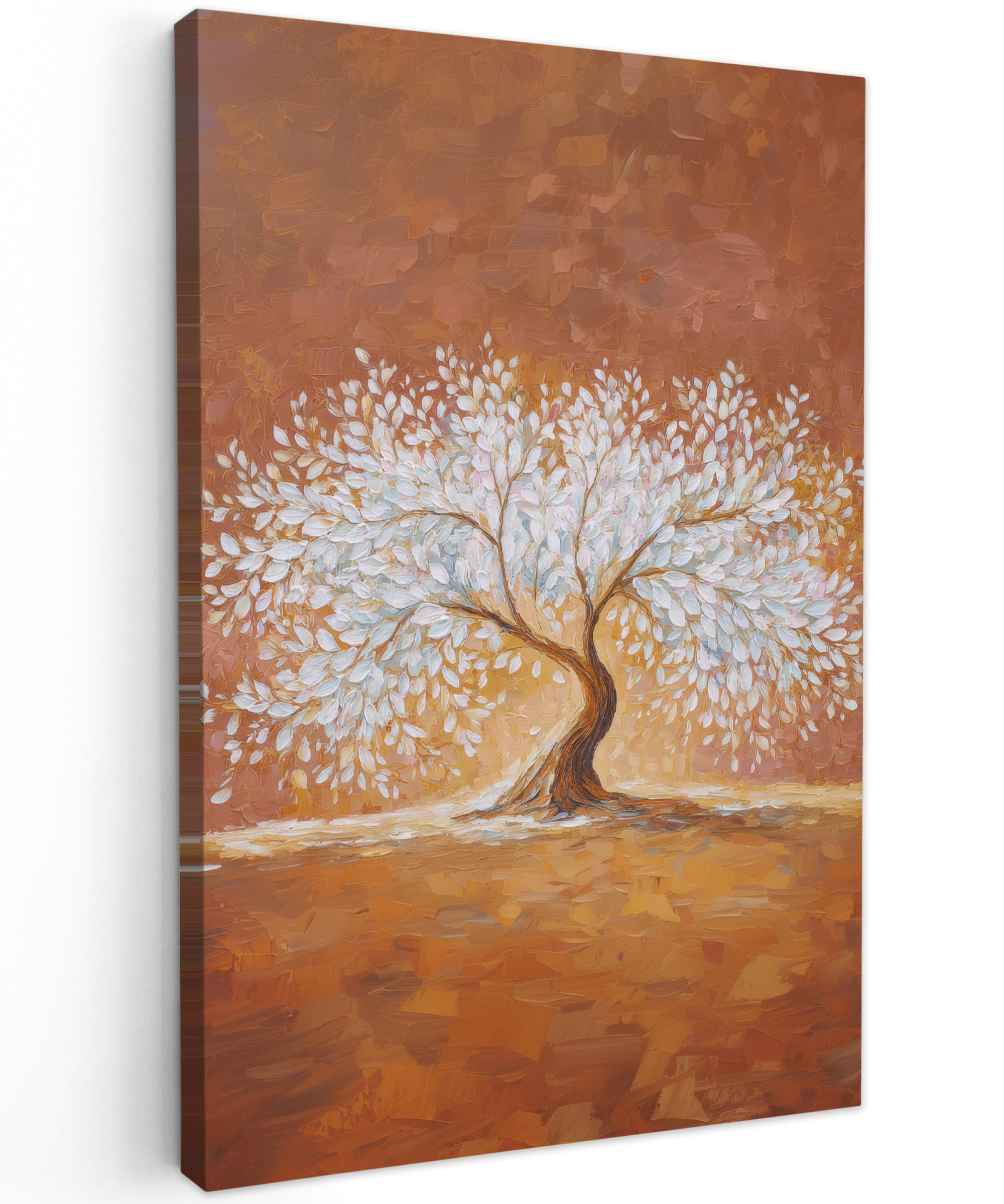 MuchoWow OBRAZ NA PLÁTNĚ Abstraktní - Strom - Bílý - Listy 40x60 cm