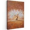 LEINWANDBILD Abstrakt - Baum - Weiß - Blätter Deko Groß 90x140 cm - Braun, Textil (90/140cm) - MuchoWow