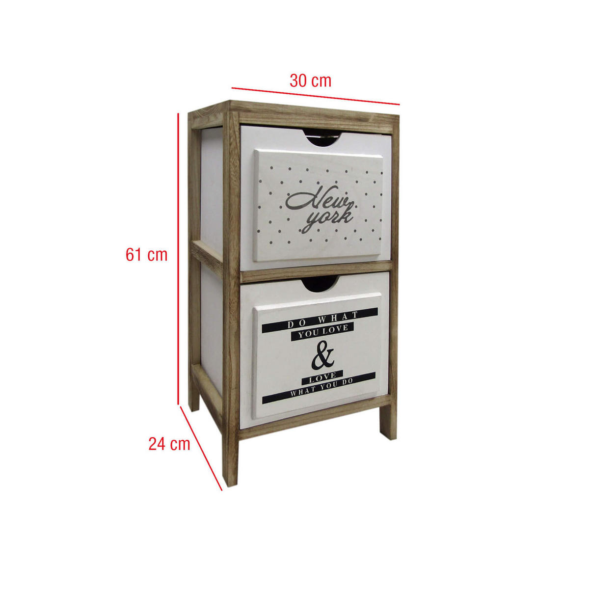 NACHTTISCH Weiß 24/30/61 cm - Weiß, Holz (24/61/30cm) - Mobili Rebecca