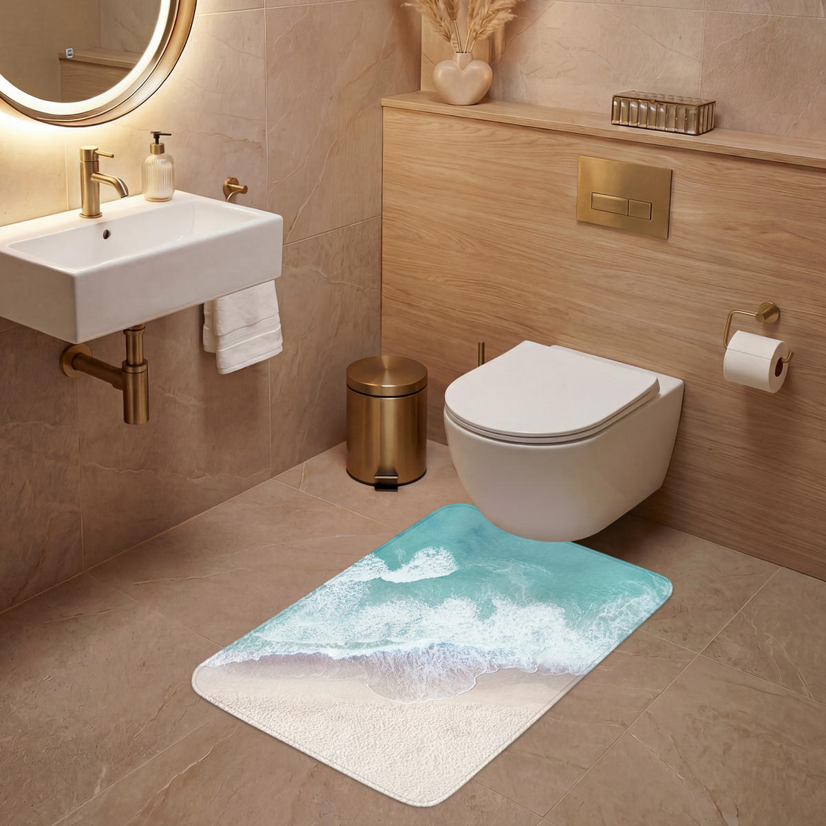 WC PŘEDLOŽKA Pláž - Moře - Příroda - Léto 60x90 cm - tyrkysová, textil/plast (60/1cm) - OnlyWow