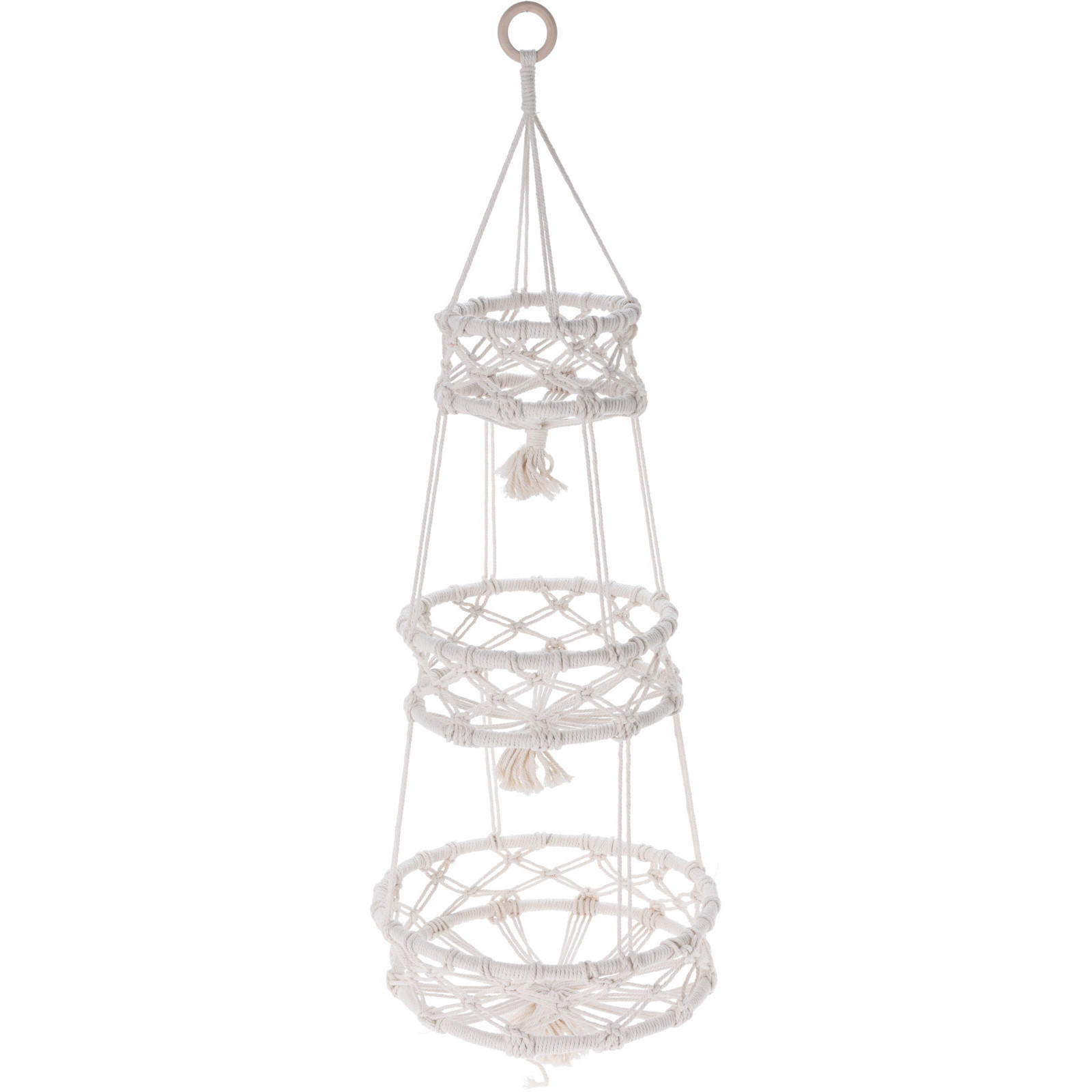 BLUMENAMPPEL Makramee 30/85 cm - Weiß, Naturmaterialen (30/100cm) - Home Styling Collection