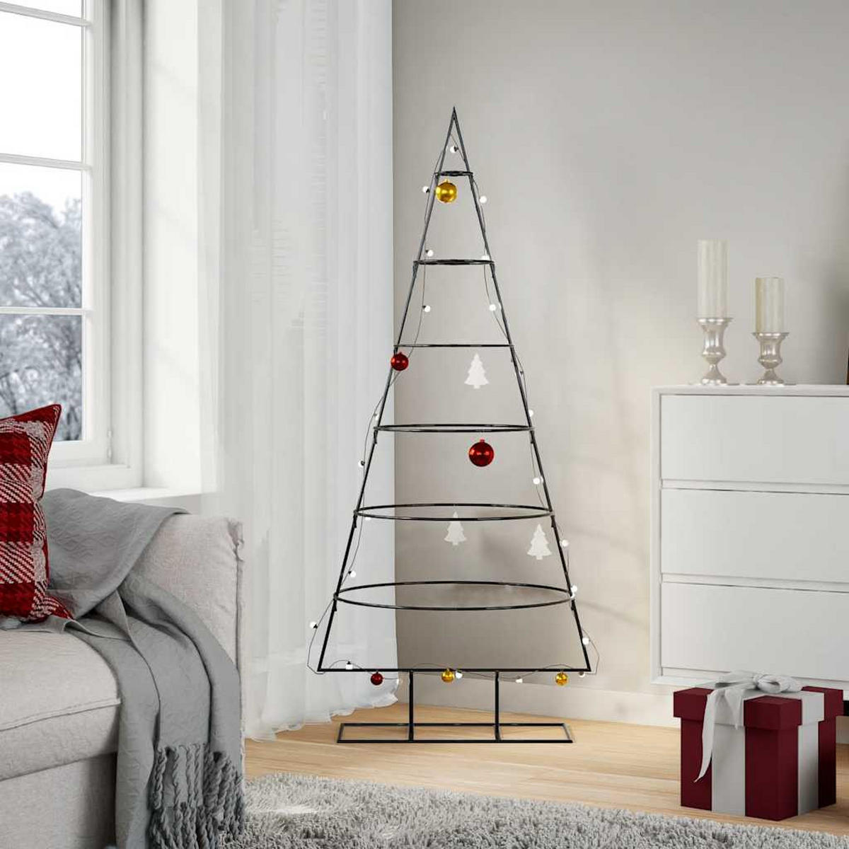 WEIHNACHTSBAUM Metall 65/60/150 Cm Schwarz Stahl - Schwarz, Metall (150cm) - vidaXL