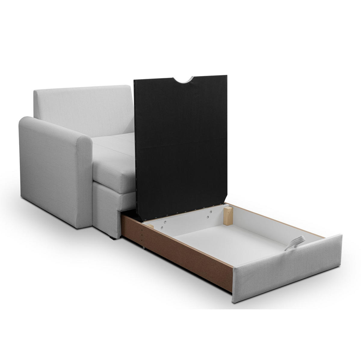 SCHLAFSESSEL Dejano Hellgrau 75x196 cm - Hellgrau/Schwarz, Holz/Textil (103/90/115cm) - Selsey