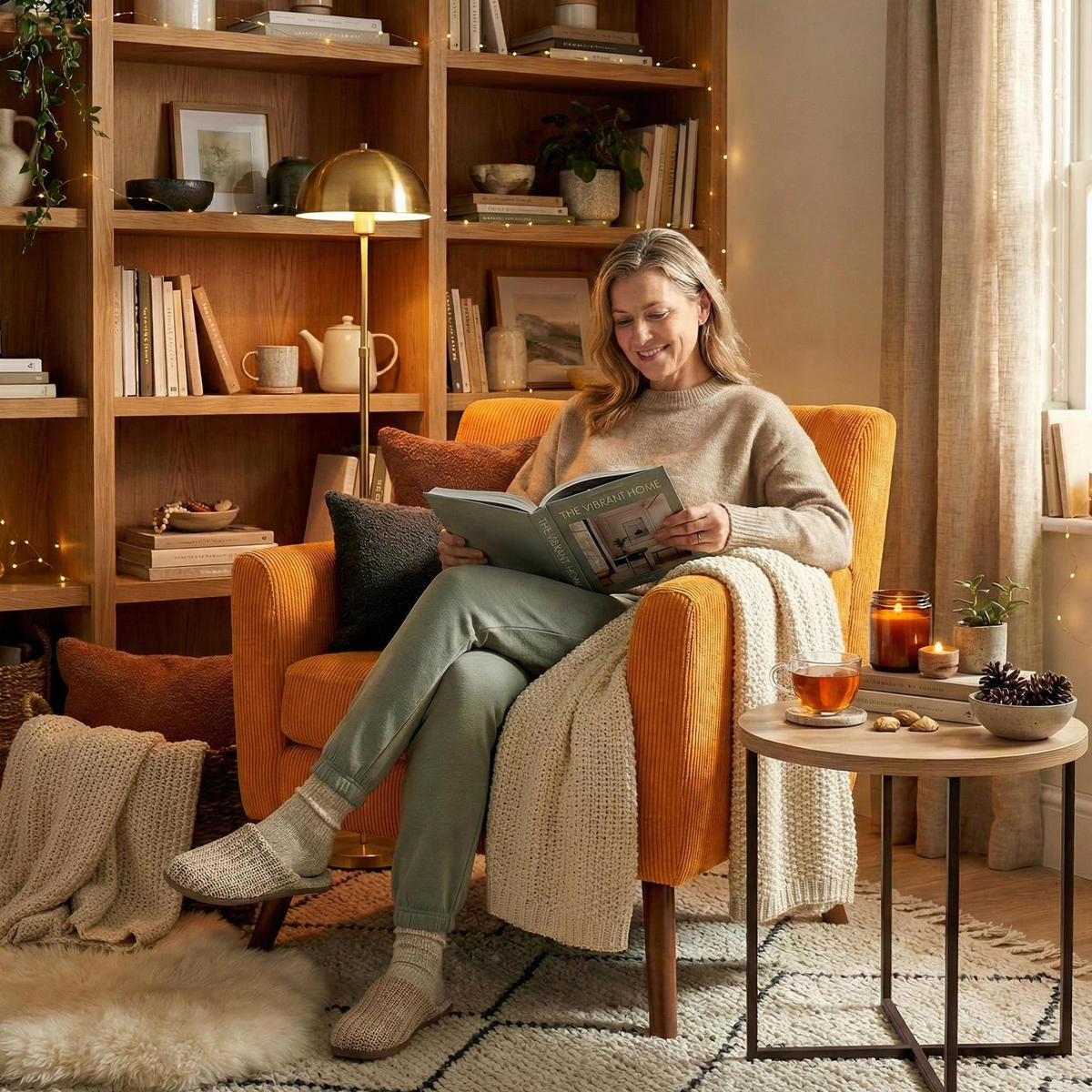 SESSEL Cord Orange - Braun/Orange, Holz/Textil (72/80/74cm) - CLP