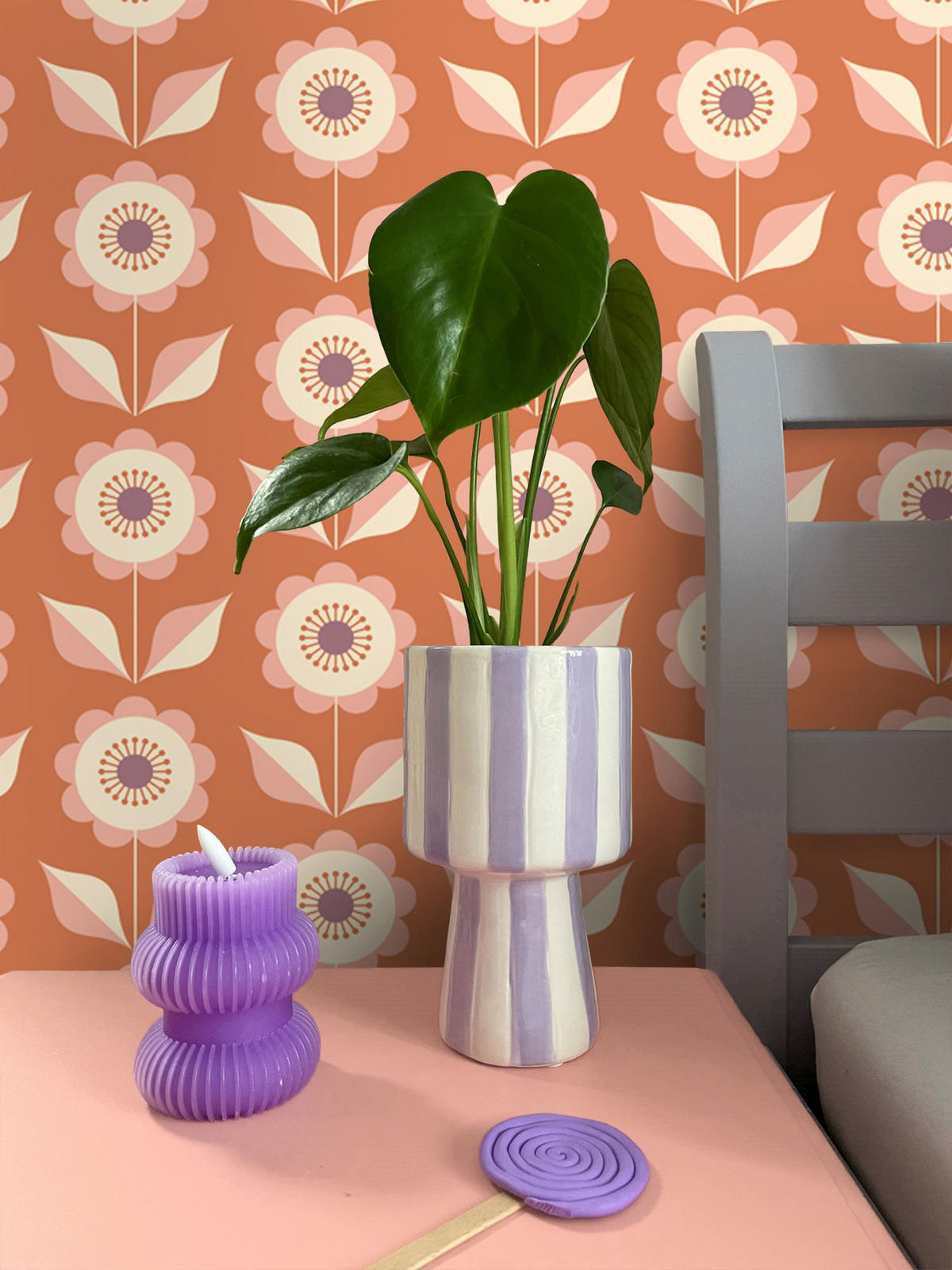 TAPETE Blumen 50 x 900 cm - Orange, Papier (50/900cm) - ESTAhome