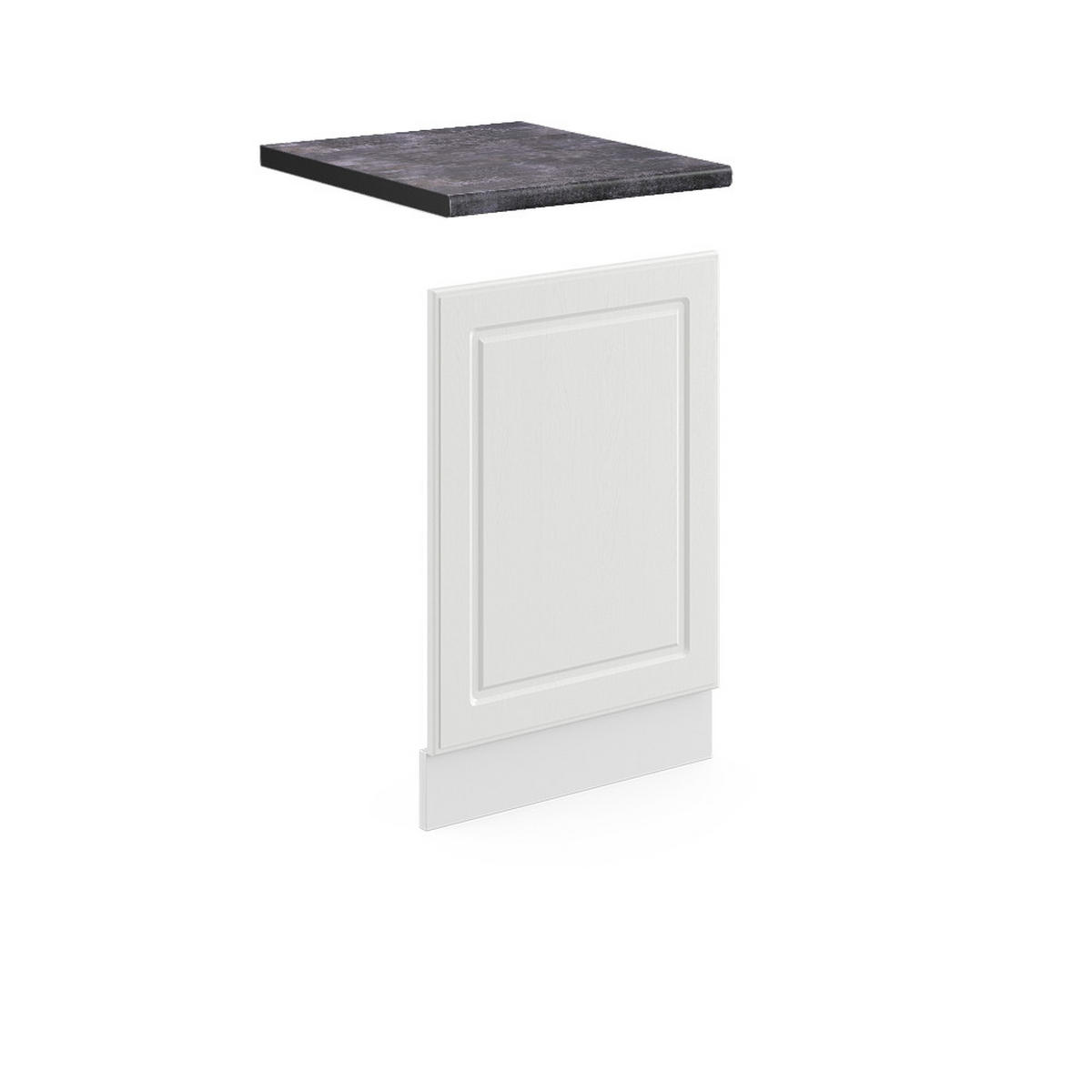 FRONTBLENDE R-Line Weiß Landhaus 45 cm, AP Anthrazit - Creme/Weiß, Holzwerkstoff (45/57.2/1.6cm) - Vicco
