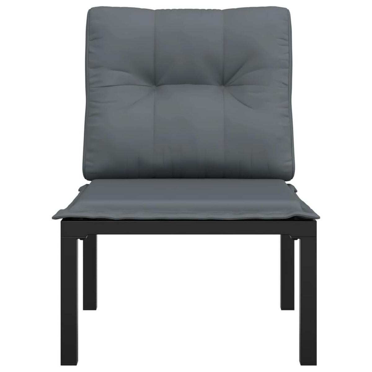 GARTENSTUHL Mit Kissen Schwarz Und Grau Poly Rattan - Schwarz/Grau, Kunststoff/Textil (55/68/62cm) - vidaXL