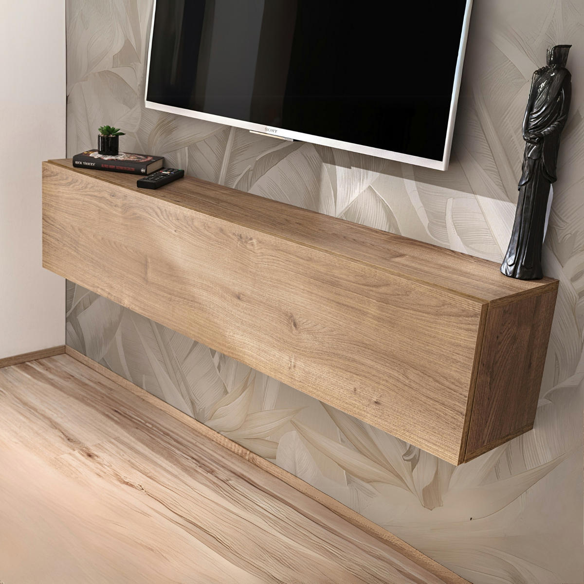 TV-HÄNGEBOARD COMO, Honigeiche/Trüffeleichefarben - Honigeiche/Trüffeleichefarben, Holzwerkstoff (140/30/23cm) - Komodee