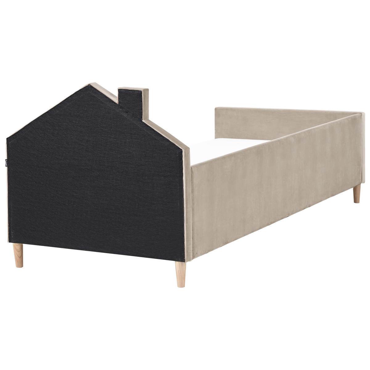 DĚTSKÁ POSTEL Domeček Sametová látka 90/200 cm Taupe Kervan - šedohnědá, textil (90/200cm) - Beliani