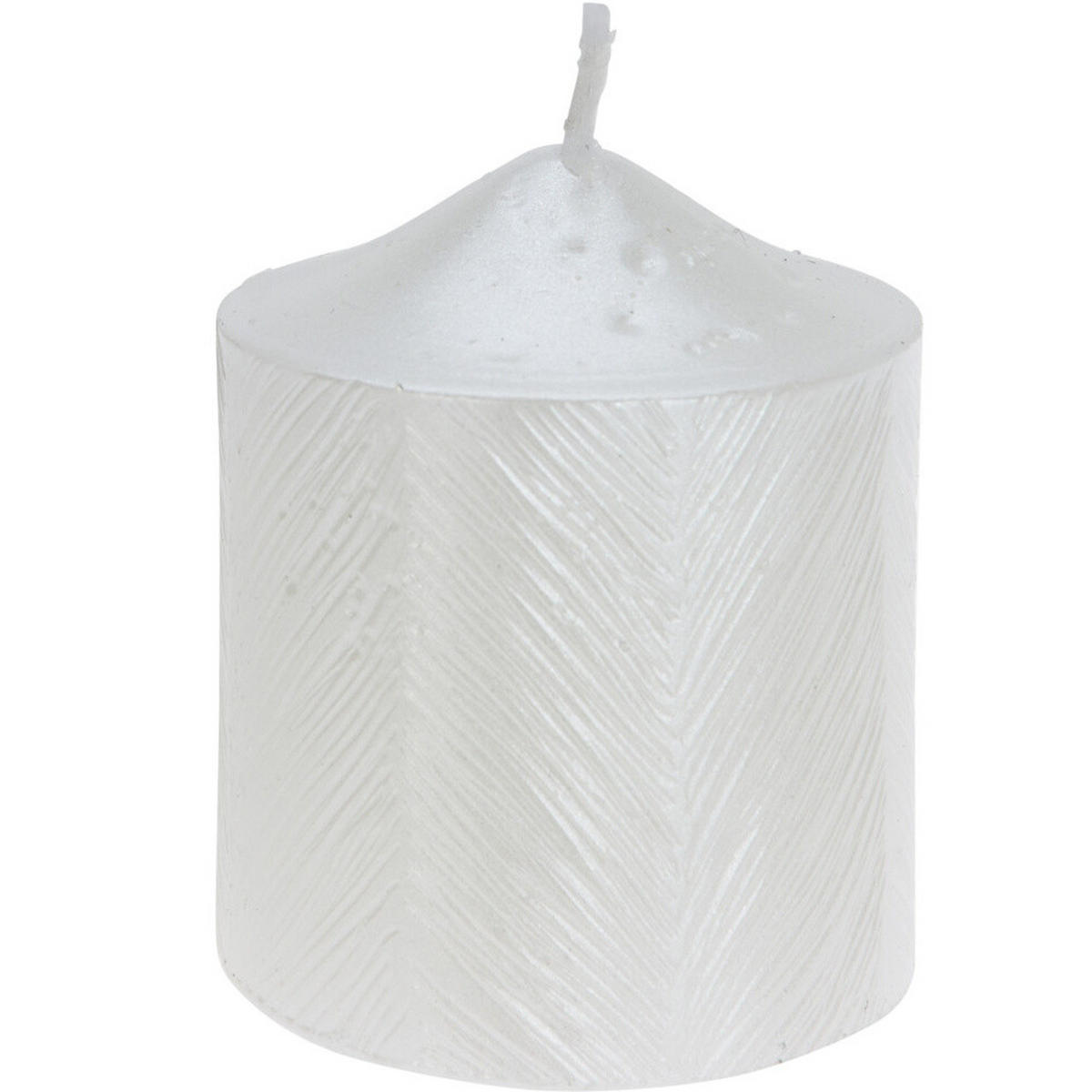 DEKORATIVE KERZE Metallmuster 5/6 cm - Weiß, Paraffin (5/6/5cm) - Home Styling Collection