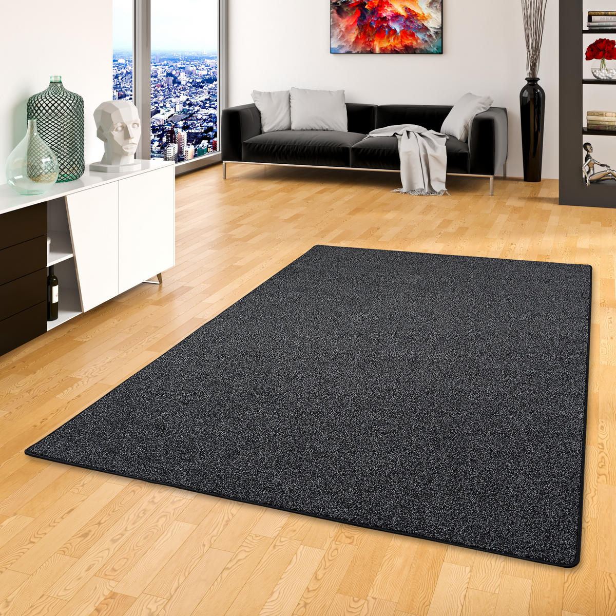 HOCHFLOR VELOURS TEPPICH LUNA MIX - Anthrazit, Textil (80/320cm) - Snapstyle