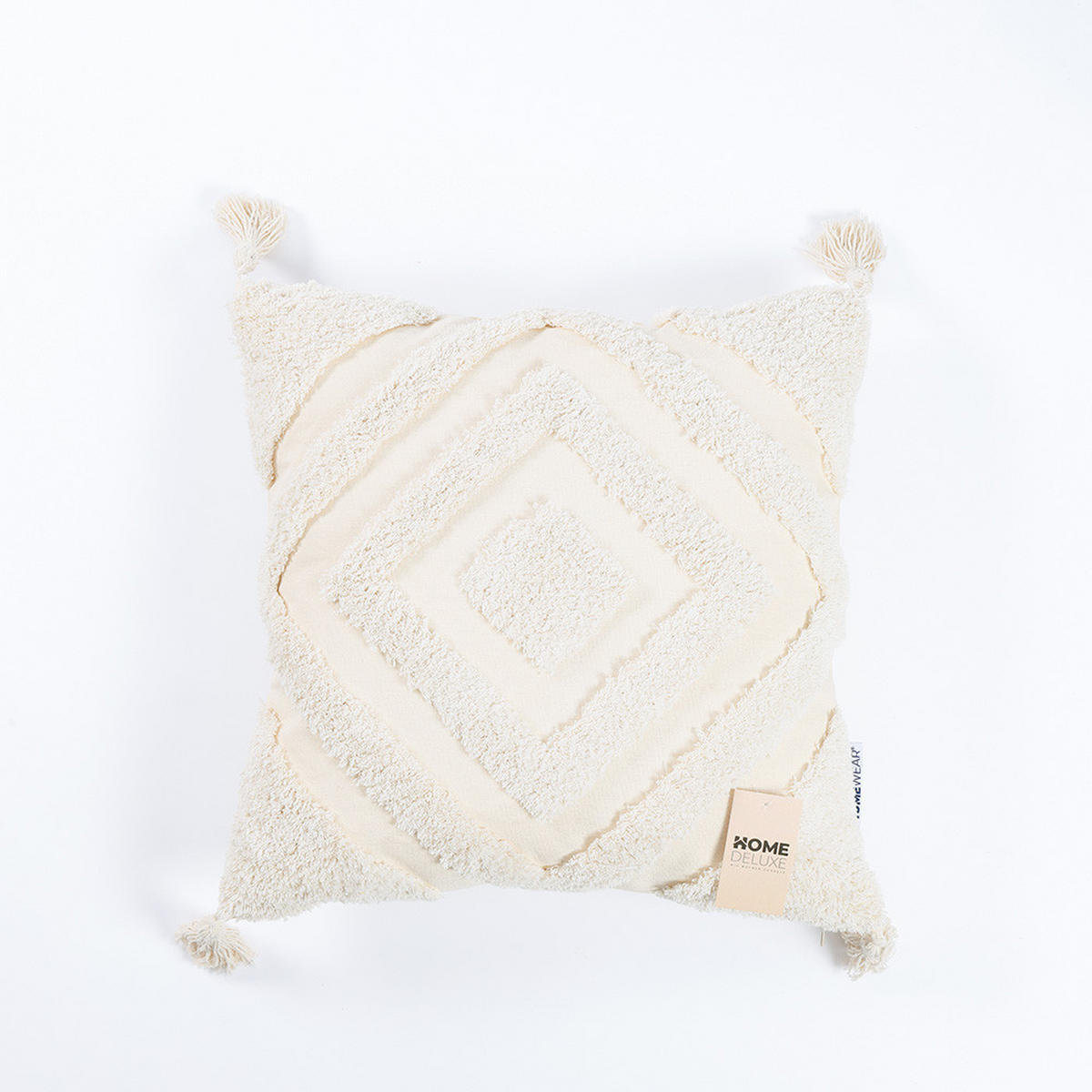 KISSENBEZUG JARA - Creme, Raute / ohne Kissenfüllung - Creme, Kunststoff (50/50cm) - Home Deluxe