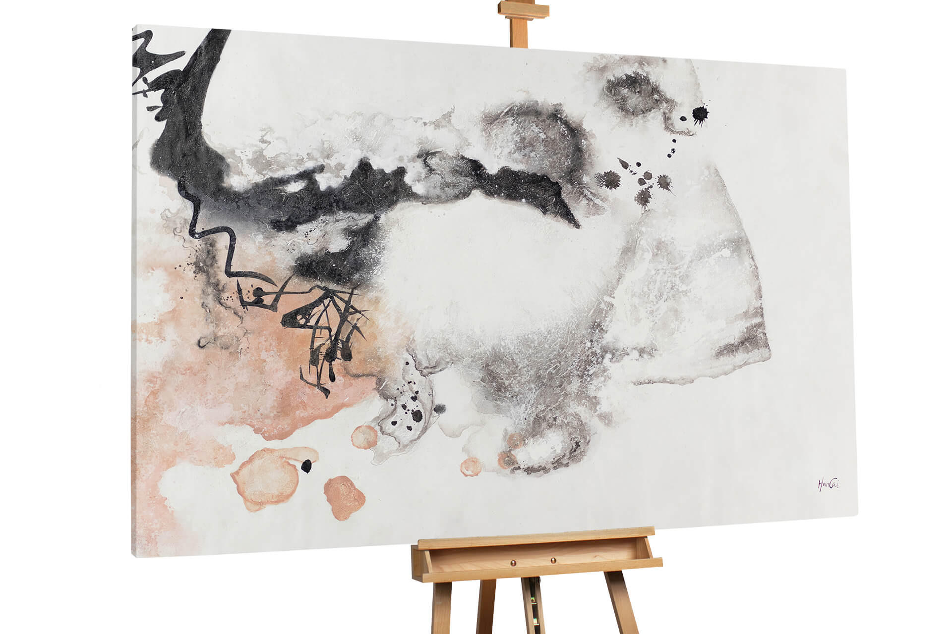 XXL ÖLGEMÄLDE Weiß 180/120 cm - Braun/Grau, Textil (180/120cm) - KUNSTLOFT