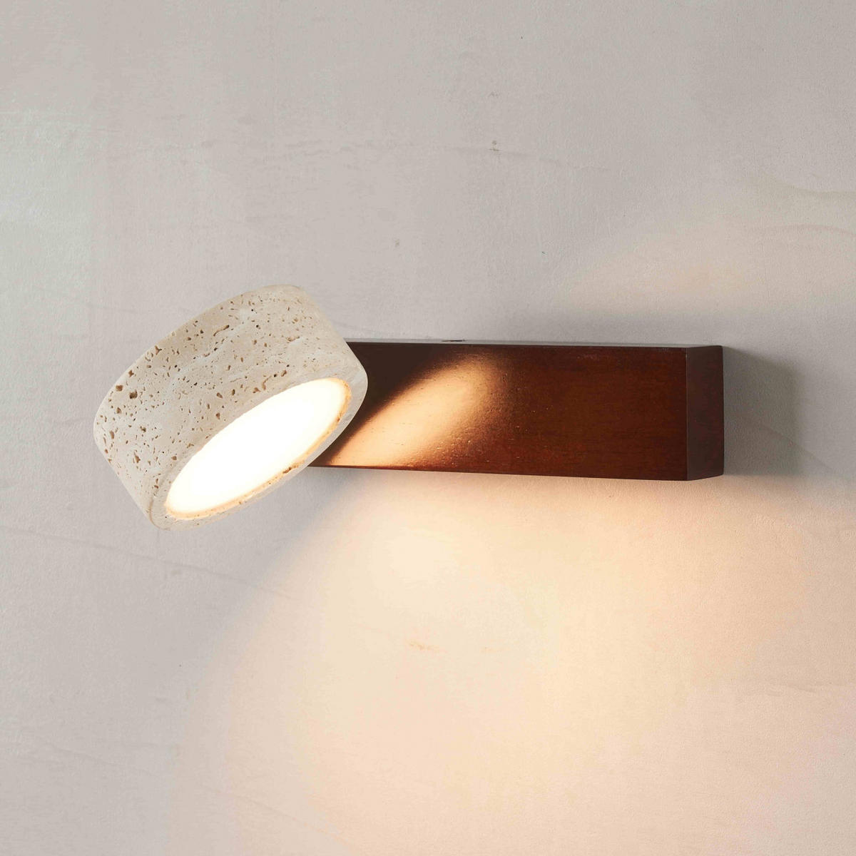 WANDLEUCHTE Fiorenzo, Beige, Weiß und Holz, 23cm - Beige, Stein (10/23/13cm) - KOSILUM
