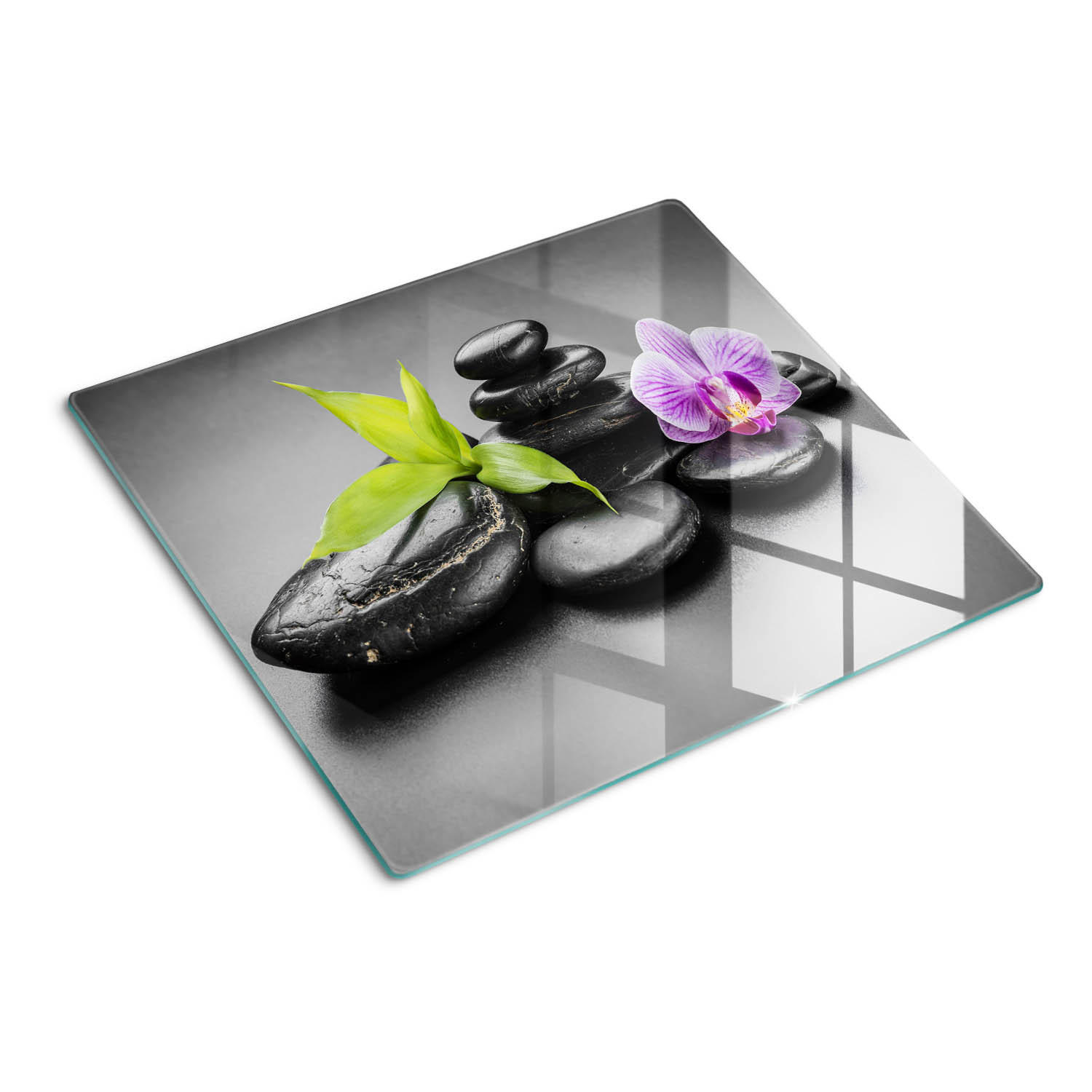 GLASPLATTE 60x52 cm Zen-Steine - Schwarz, Glas (60/0.4/52cm) - TULUP