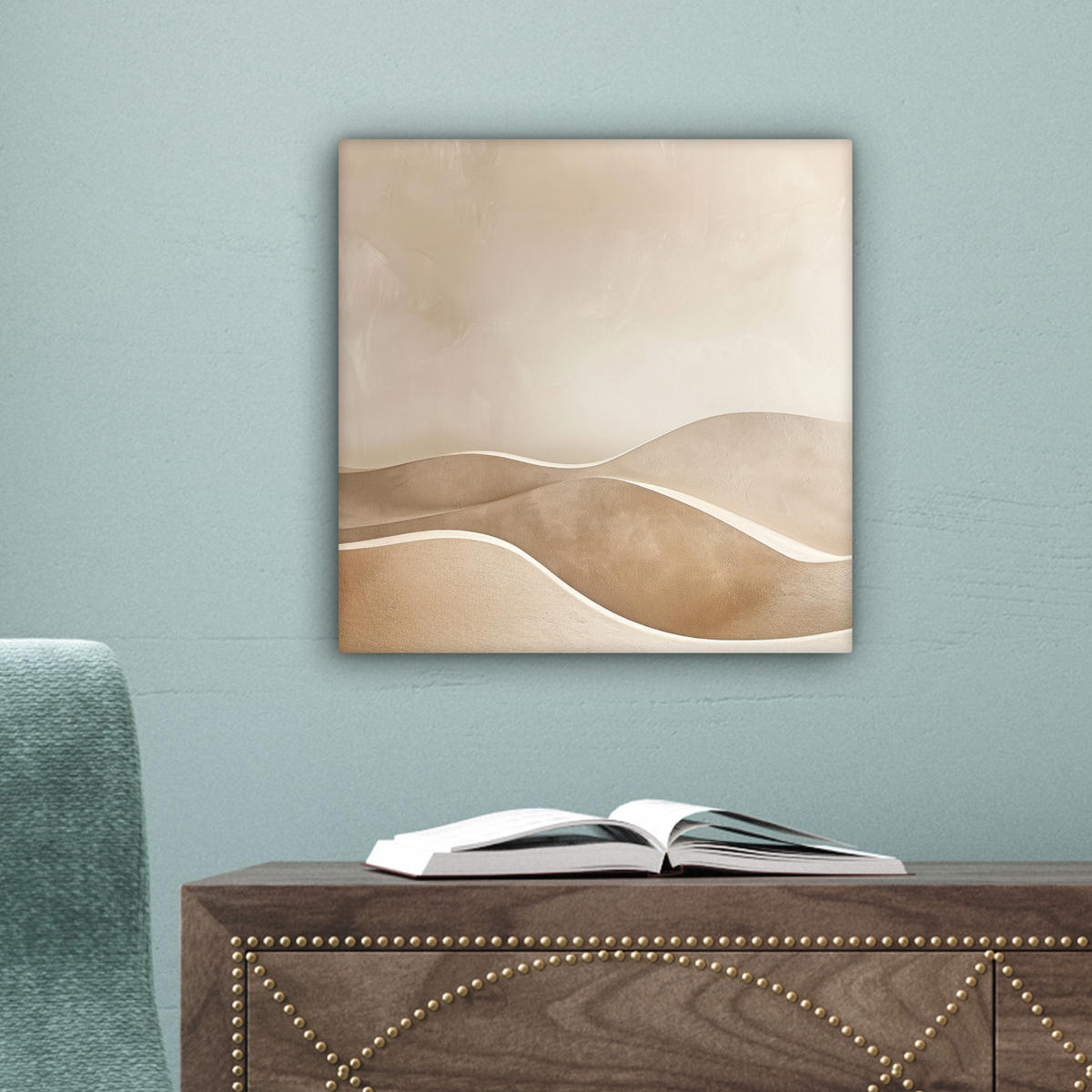 LEINWANDBILD Beige - Natur - Abstrakt - Modern Deko Wohnzimmer 20x20 cm - Beige, Textil (20/20cm) - MuchoWow