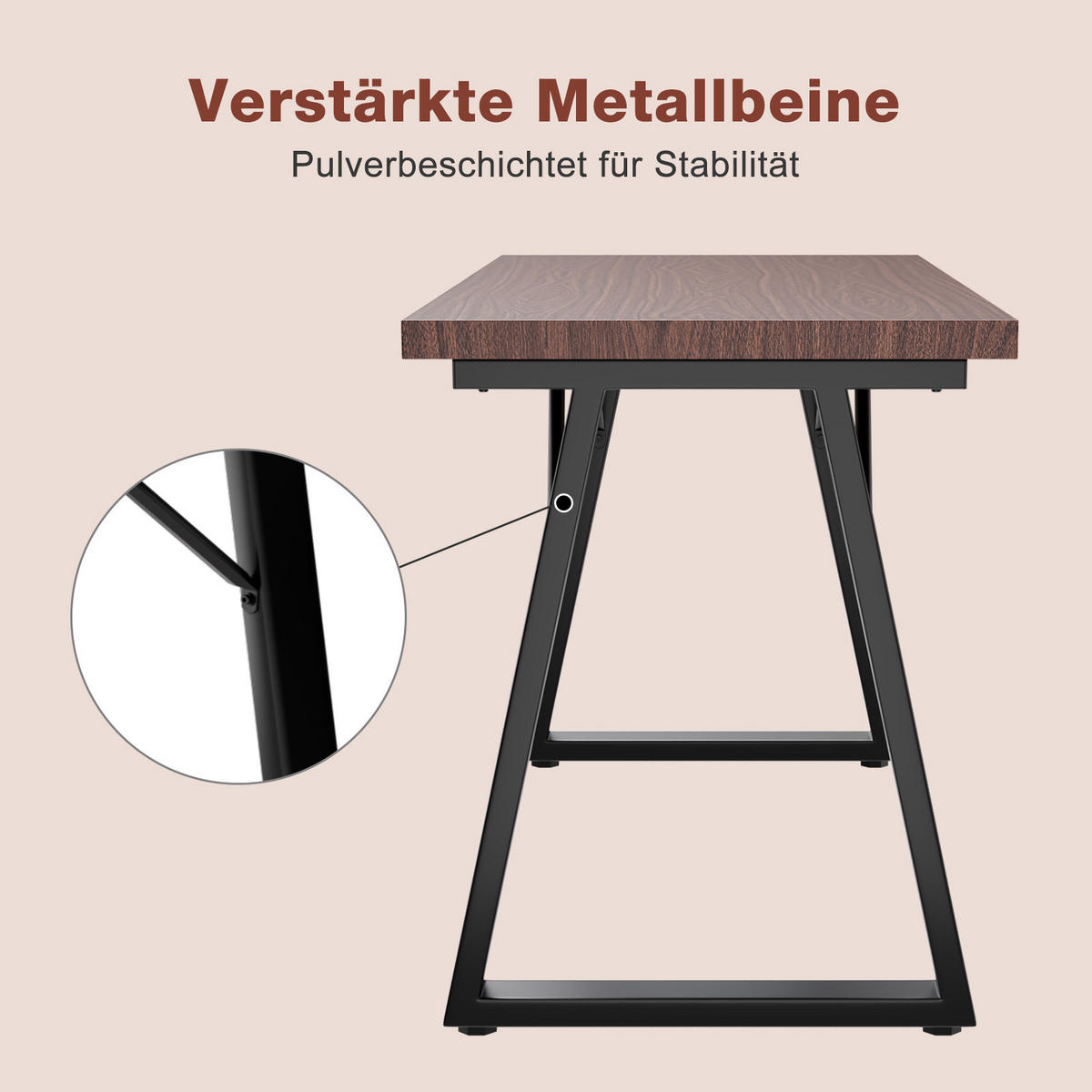 ESSTISCH in Holz, Metall 140/80/75cm - Walnussfarben/Schwarz, Holzwerkstoff (80/140/75cm) - HOMAVO