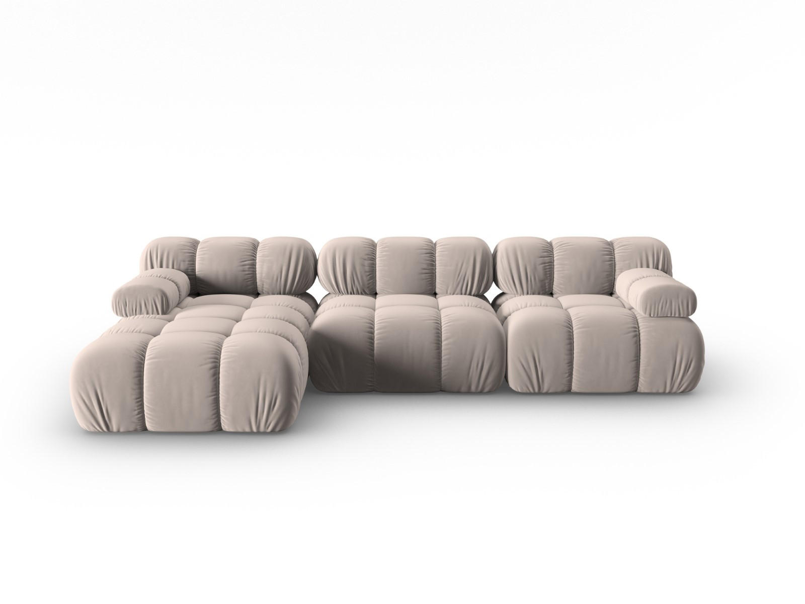 MODULARES-ECKSOFA links Bellis aus Samt beige 4 Sitzplätze - Beige, Textil (122/285cm) - Micadoni