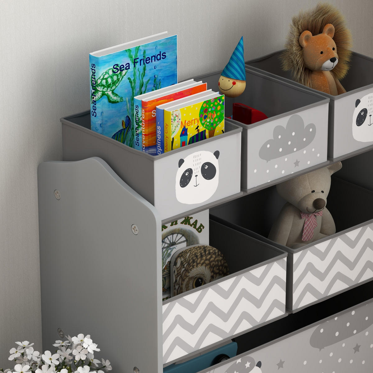 KINDERREGAL DE-17266 6 herausnehmbare Vliesstoffboxen Grau - Grau, Holzwerkstoff (63/66/30cm) - ComfortXL