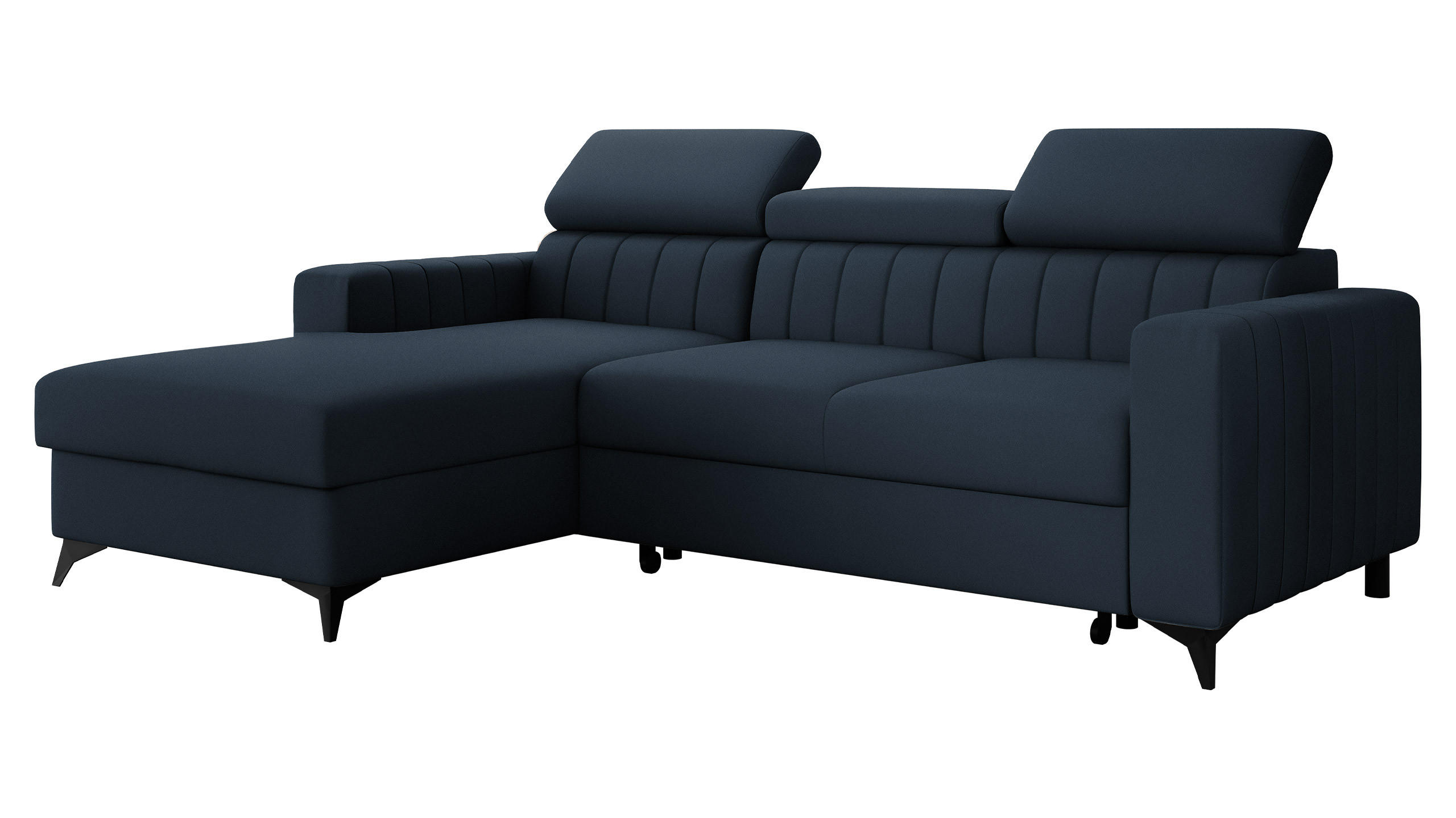 COLTAR Milano, Stanga LC+2R - albastru închis/negru, material textil/lemn (236/172cm) - MIRJAN24