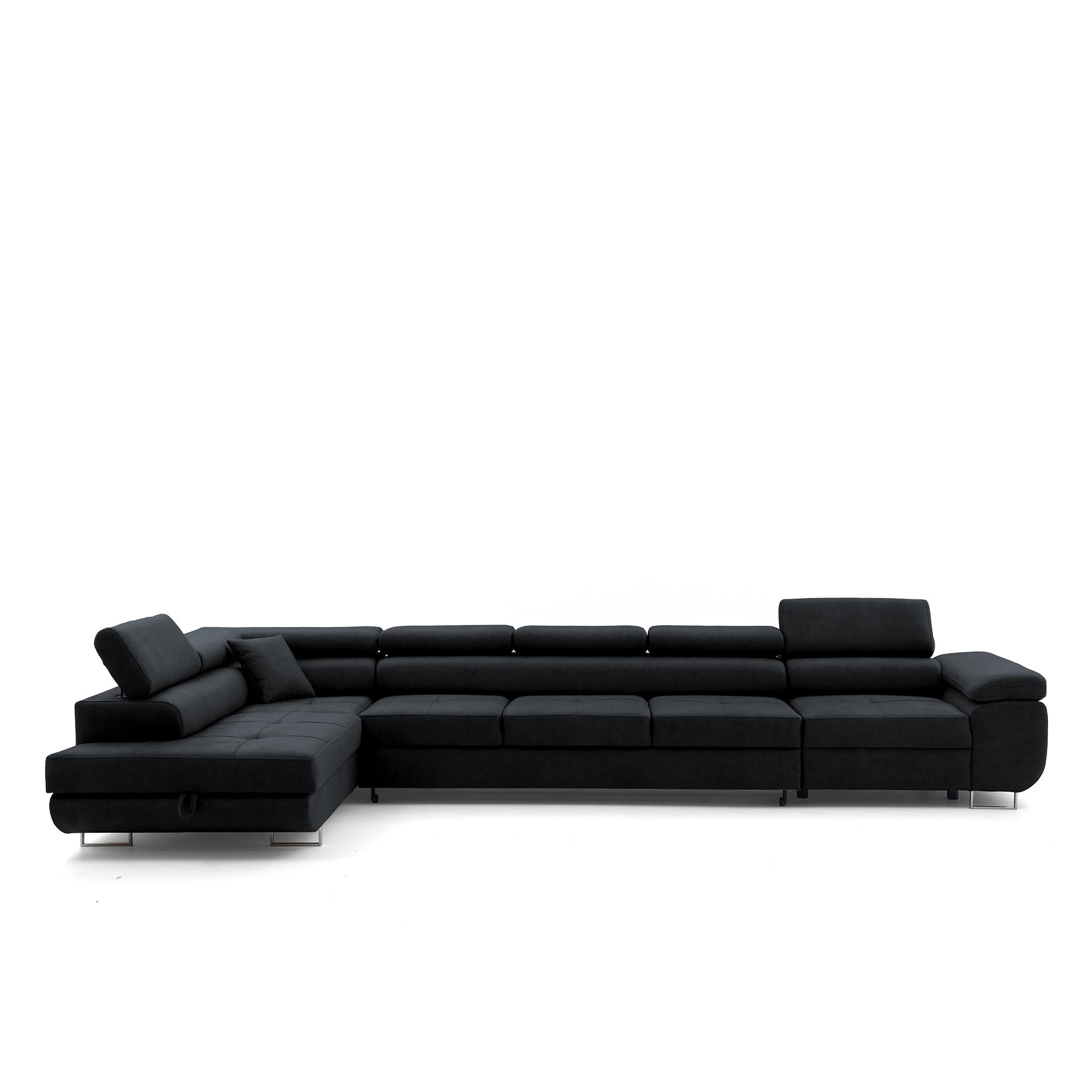 ECKSOFA WILD XXL Links mit Schlaffunktion 125x240 Velours Graphit - Silberfarben/Graphitfarben, Holz/Textil (400/200cm) - Muffo