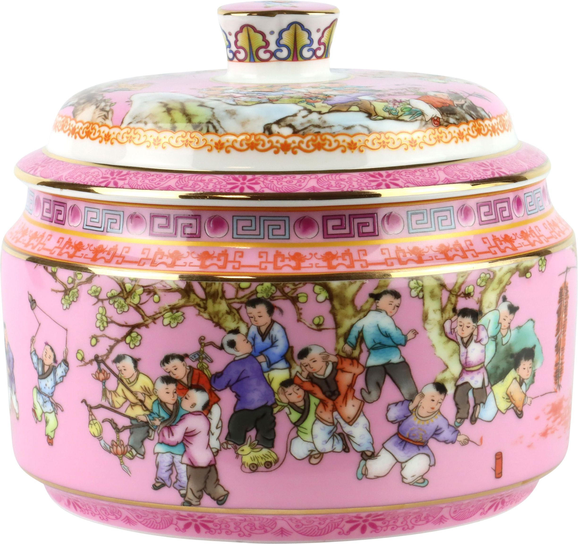 DECKELDOSE Chinese Children rosa - Rosa, Keramik (17/15/17cm) - FURNARO