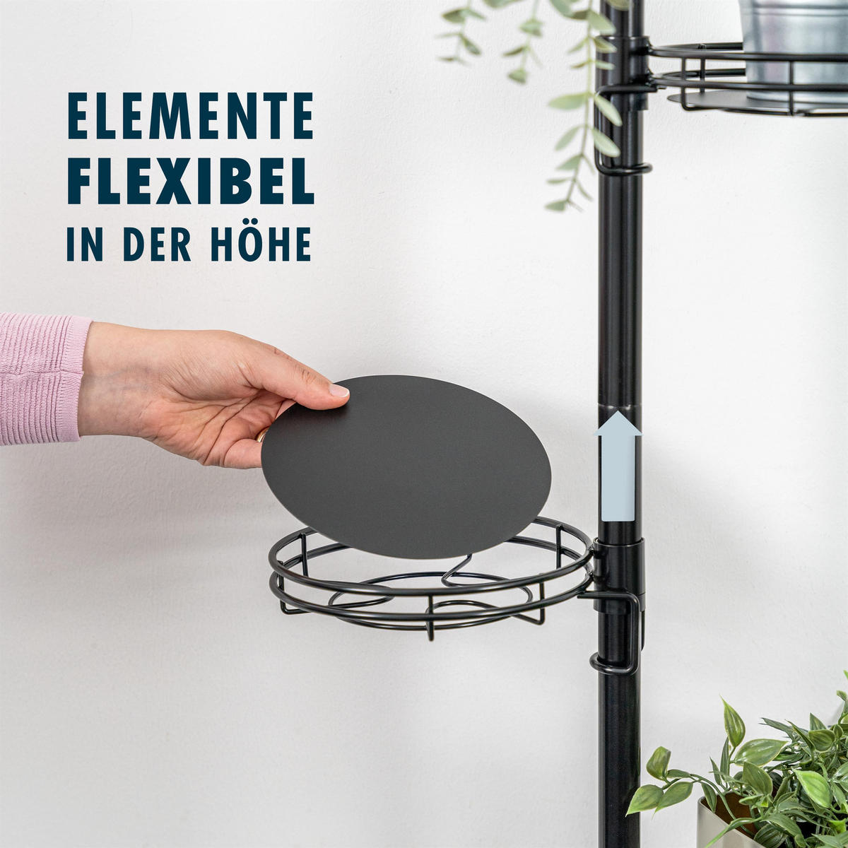 ZUSATZ-PFLANZENTELLER, schwarz - Schwarz, Metall (23/20/4.5cm) - bremermann