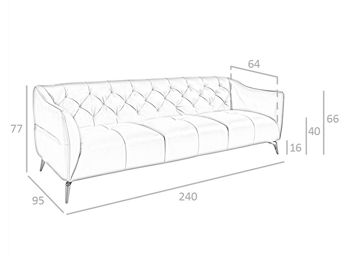 CHESTERFIELD-SOFA Chester 3-Sitzer Sofa aus braunem Leder 240/95/77 cm - Dunkelgrau/Braun, Leder (240/77/95cm) - ANGEL CERDA