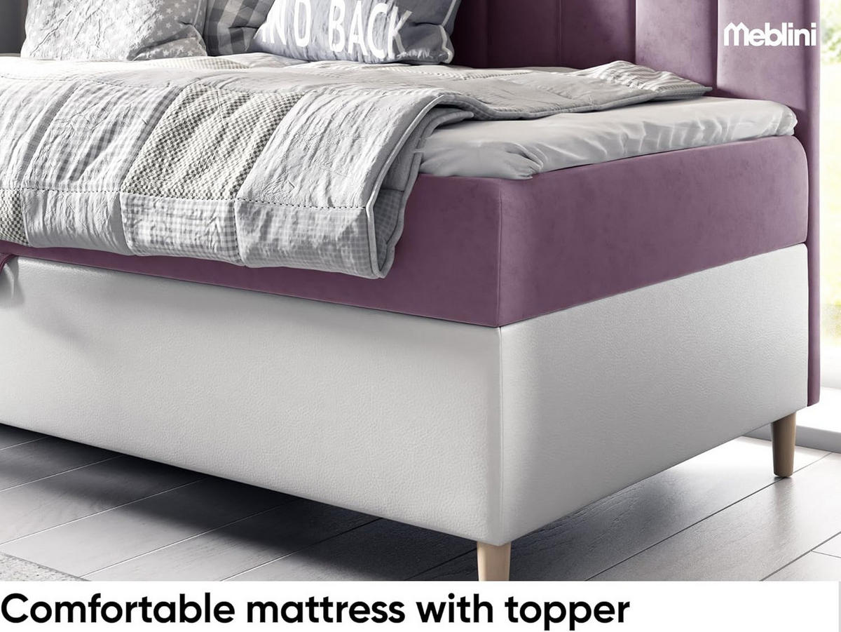 KINDERBETT MAYA 2 - Lila/Weiß, Holzwerkstoff (102/202cm) - Meblini