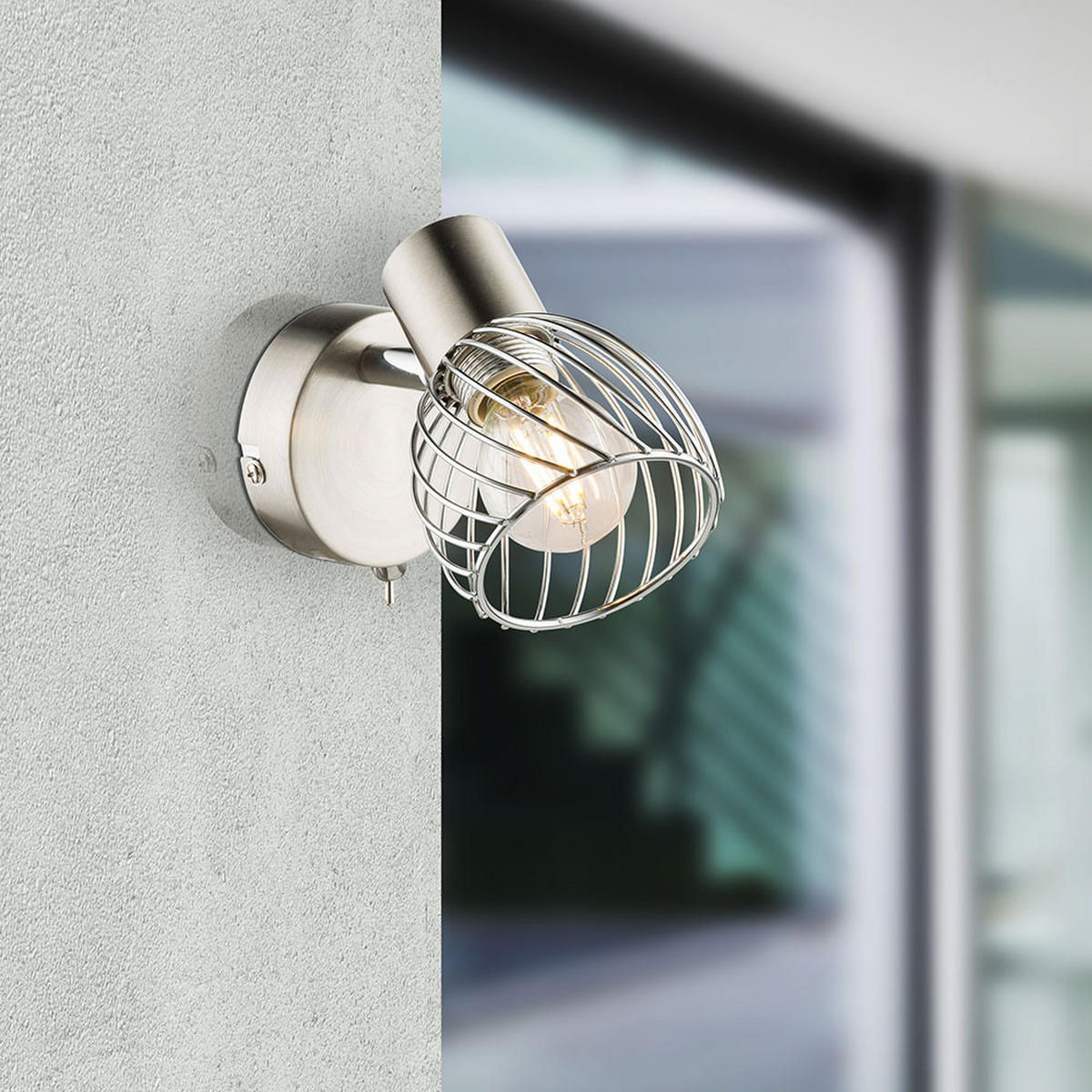 WANDLEUCHTE TEXAS Chrom Silber - Silberfarben, Metall (8/12/12cm) - Globo Lighting