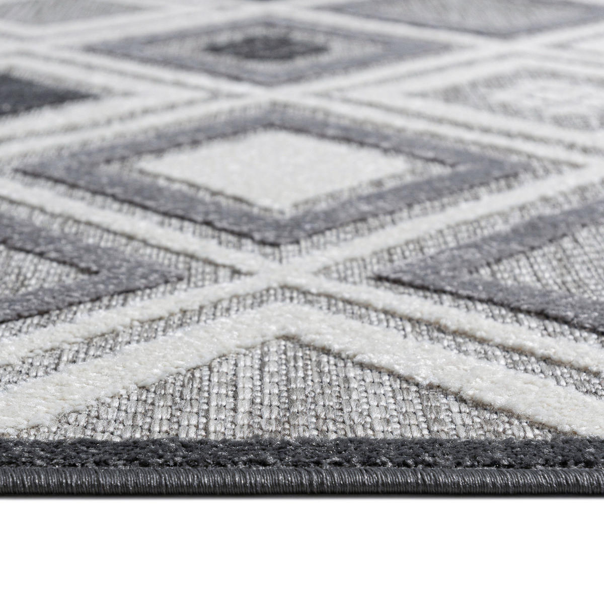 TEPPICH In-Outdoor Grau Abstract - Kurzflor Rechteckig - 120 x 170 cm - Grau, Textil (120/170cm) - Mazovia