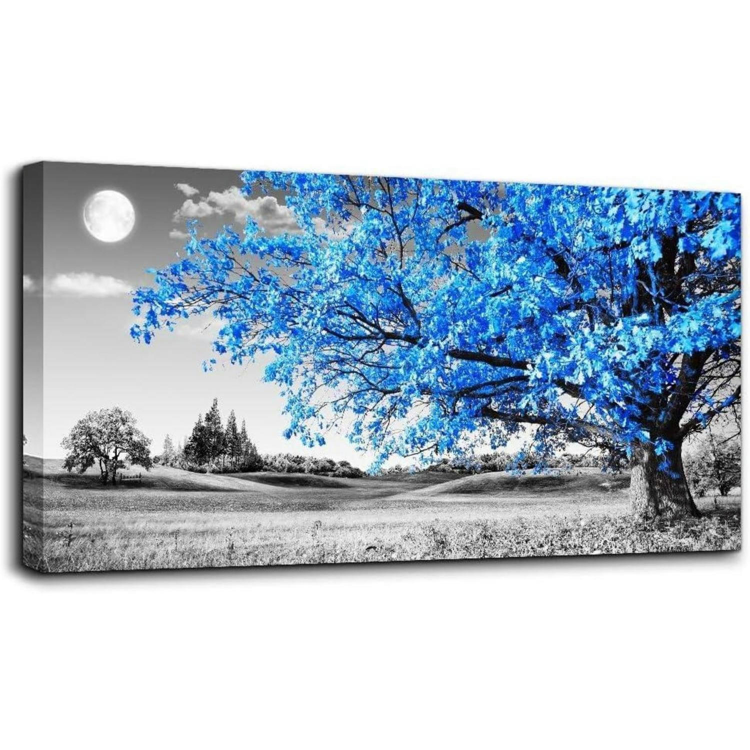 LEINWANDBILD Blau Baum des Lebens 120 x 60 cm - Blau, Papier (60/0.5cm)