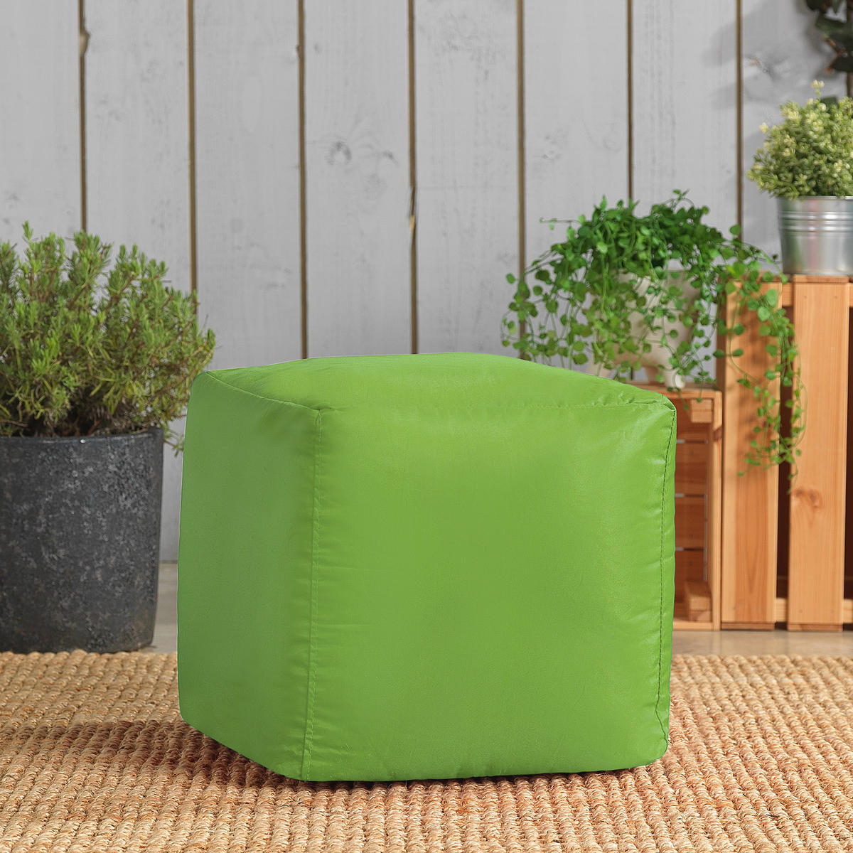 SITZPOUF Outdoor Würfel - Limette/Grün, Kunststoff (38/38/38cm) - Veeva