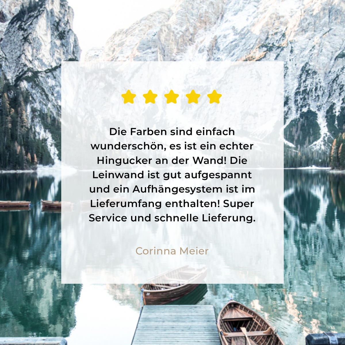 LEINWANDBILD Natur - Berge - Schnee - Wald - Boot Wandbilder 80x60 cm - Hellgrün, Textil (80/60cm) - MuchoWow
