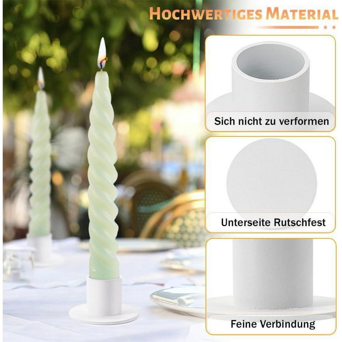 KERZENSTÄNDER 4-teiliges Set Weiß - Weiß, Metall (5/2.7/5cm)