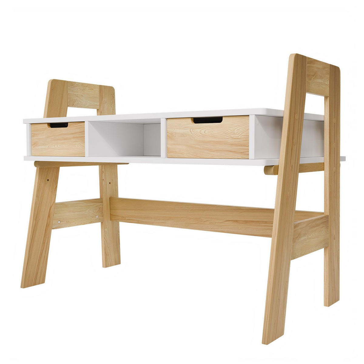 KINDERSCHREIBTISCH Fietje weiß höhenverstellbar - Weiß, Holz (94/76/63cm) - Juskys