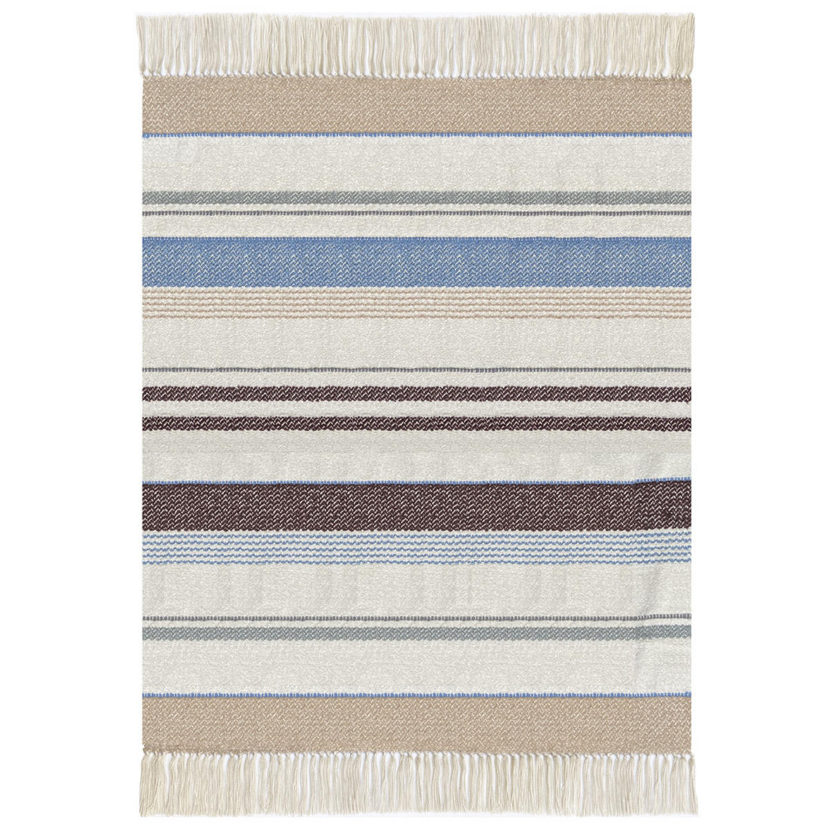 DECKE Mehrfarbig Beige Bouclé - Pastellblau/Multicolor, Textil (125/150cm) - Malagoon