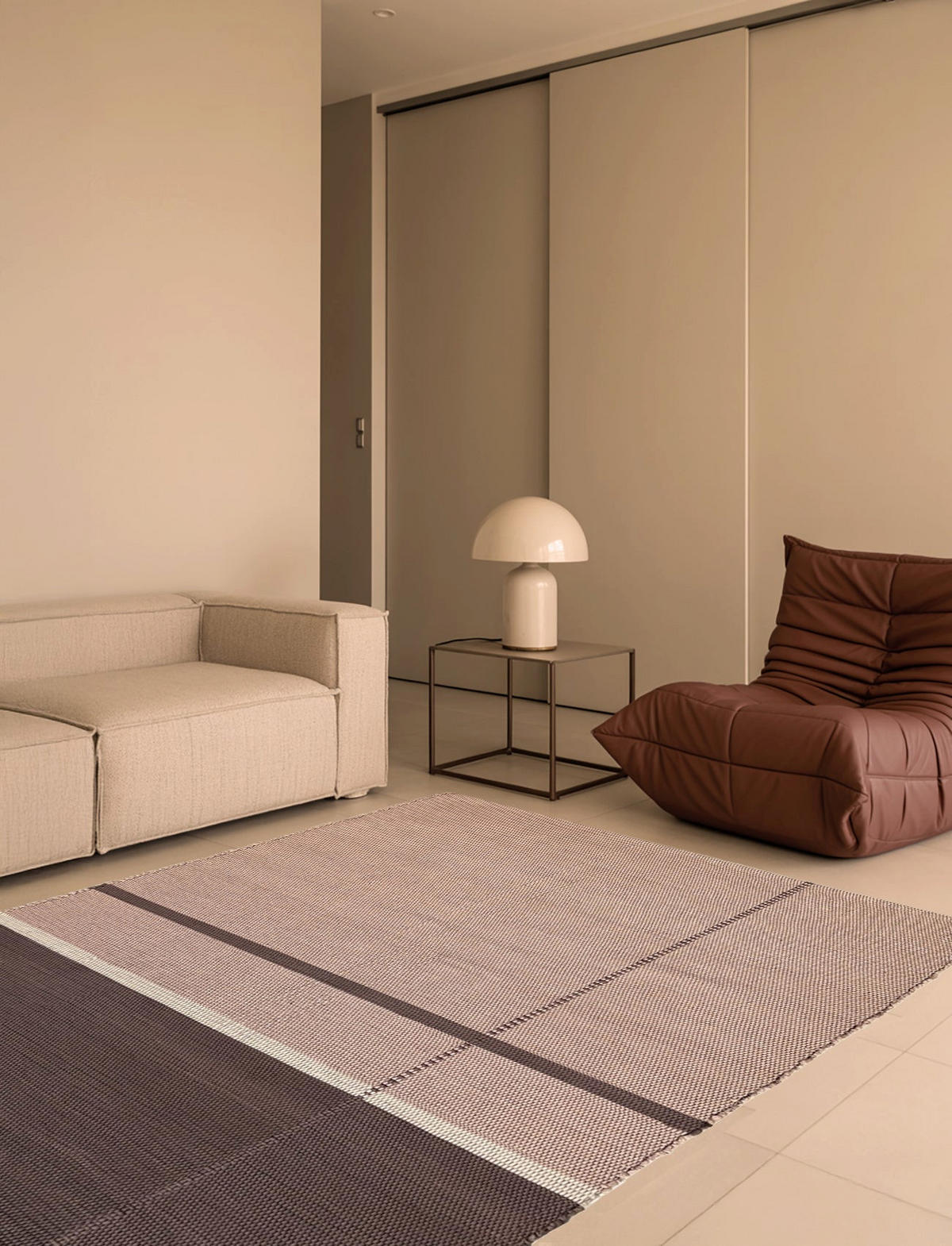 TEPPICH aus recycelten Fasern handgewebt beige - Beige, Naturmaterialien (140/200cm) - AFK Living