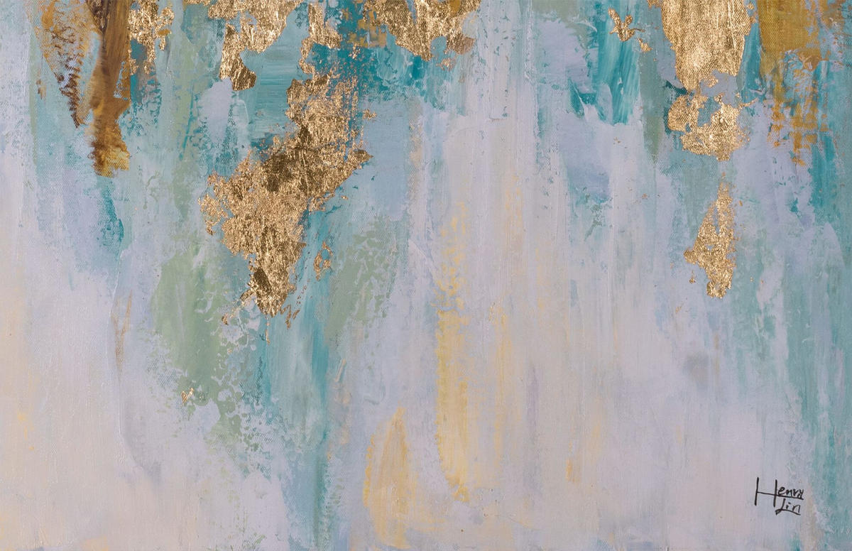 ACRYLBILD HANDGEMALT 75/100 cm - Türkis/Beige, Holz/Textil (75/100cm) - KUNSTLOFT